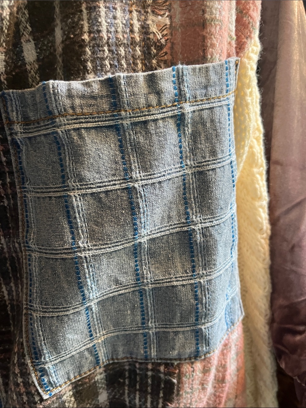 POL Mixed Blue and Brown Plaid Button-Up Shirt Jacket - Picture 5 of 8